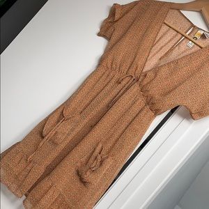 Fleury floral ditsy tan dress